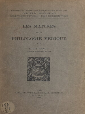 cover image of Les maîtres de la philologie védique